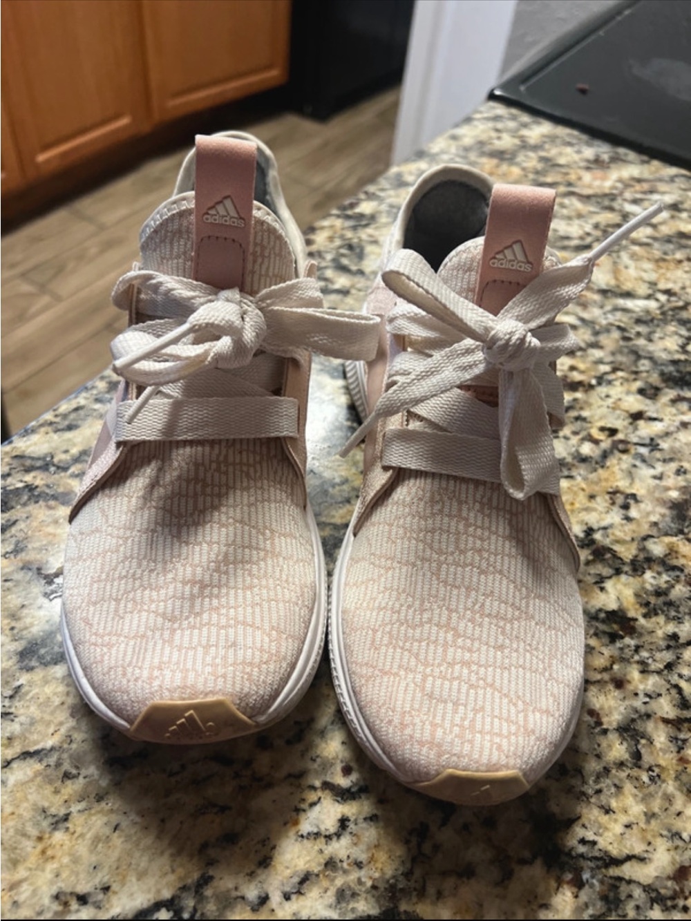 adidas Women's Knit Sneakers in Pale Pink and Cream